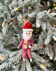 Santa Claus in Red Gingham Pajamas Ornament