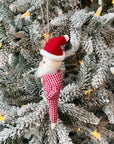 Santa Claus in Red Gingham Pajamas Ornament