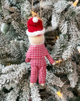 Santa Claus in Red Gingham Pajamas Ornament