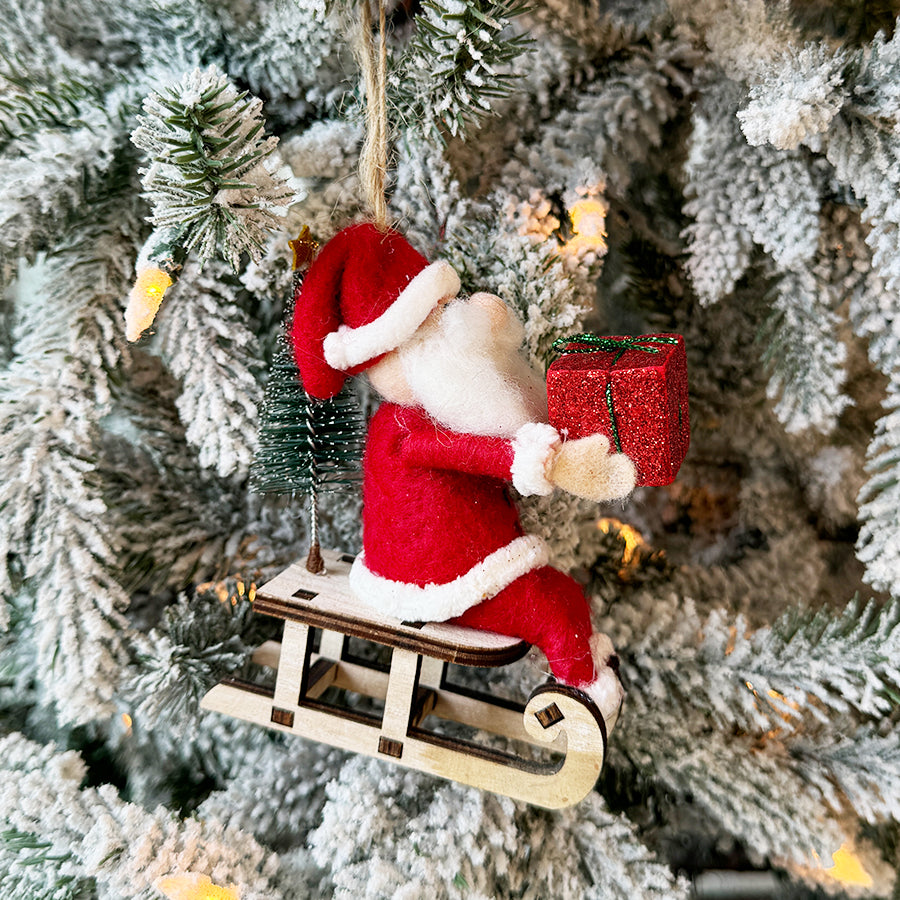 Santa Claus in Sleigh Ornament