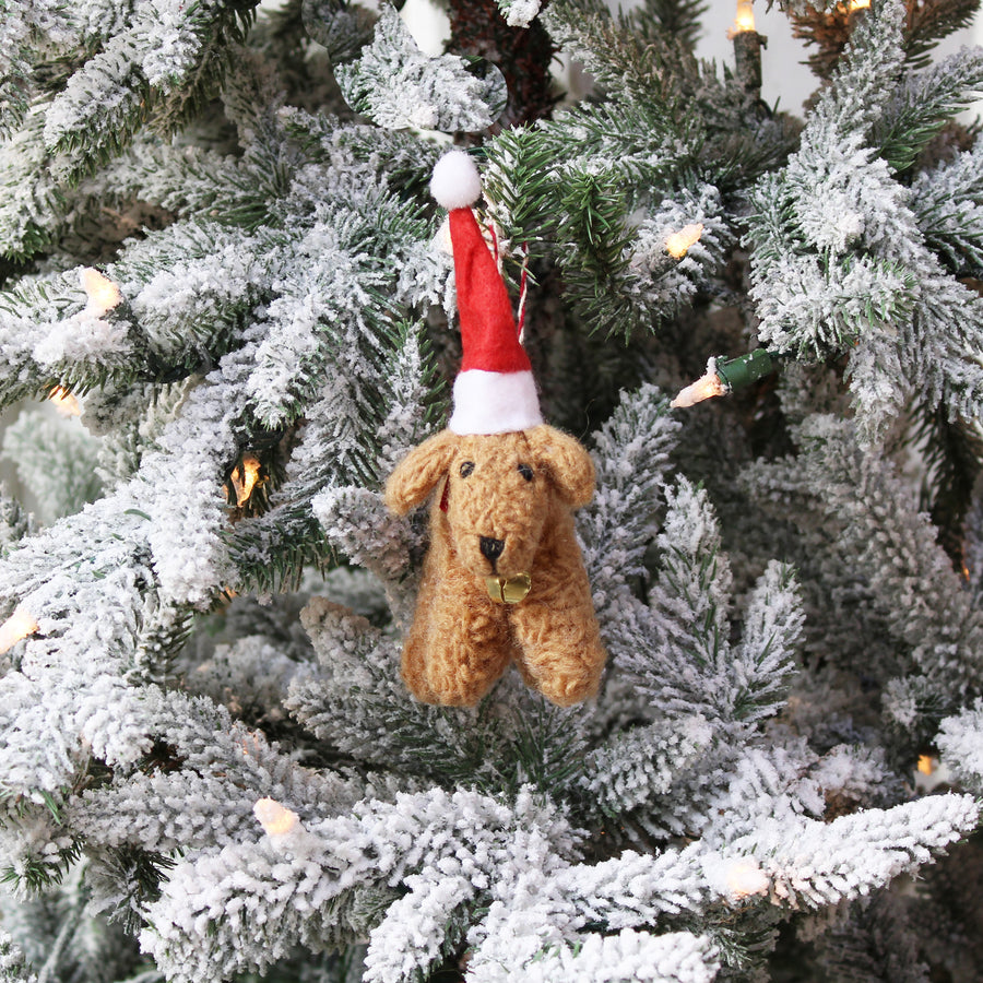 Santa Curly Doodle Dog Ornament (LIMITED QUANTITIES)