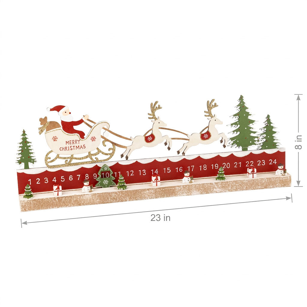 Wooden Sant's Sleigh Countdown Advent Calendar with Moveable Tree