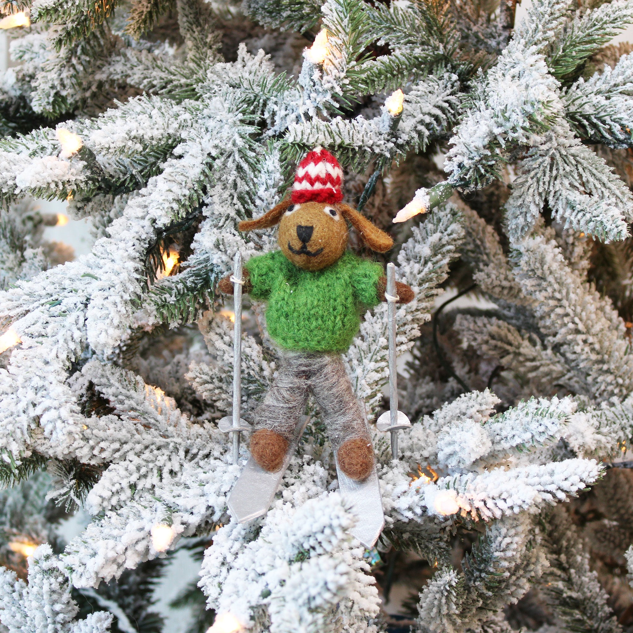 Skiing Dog Ornament