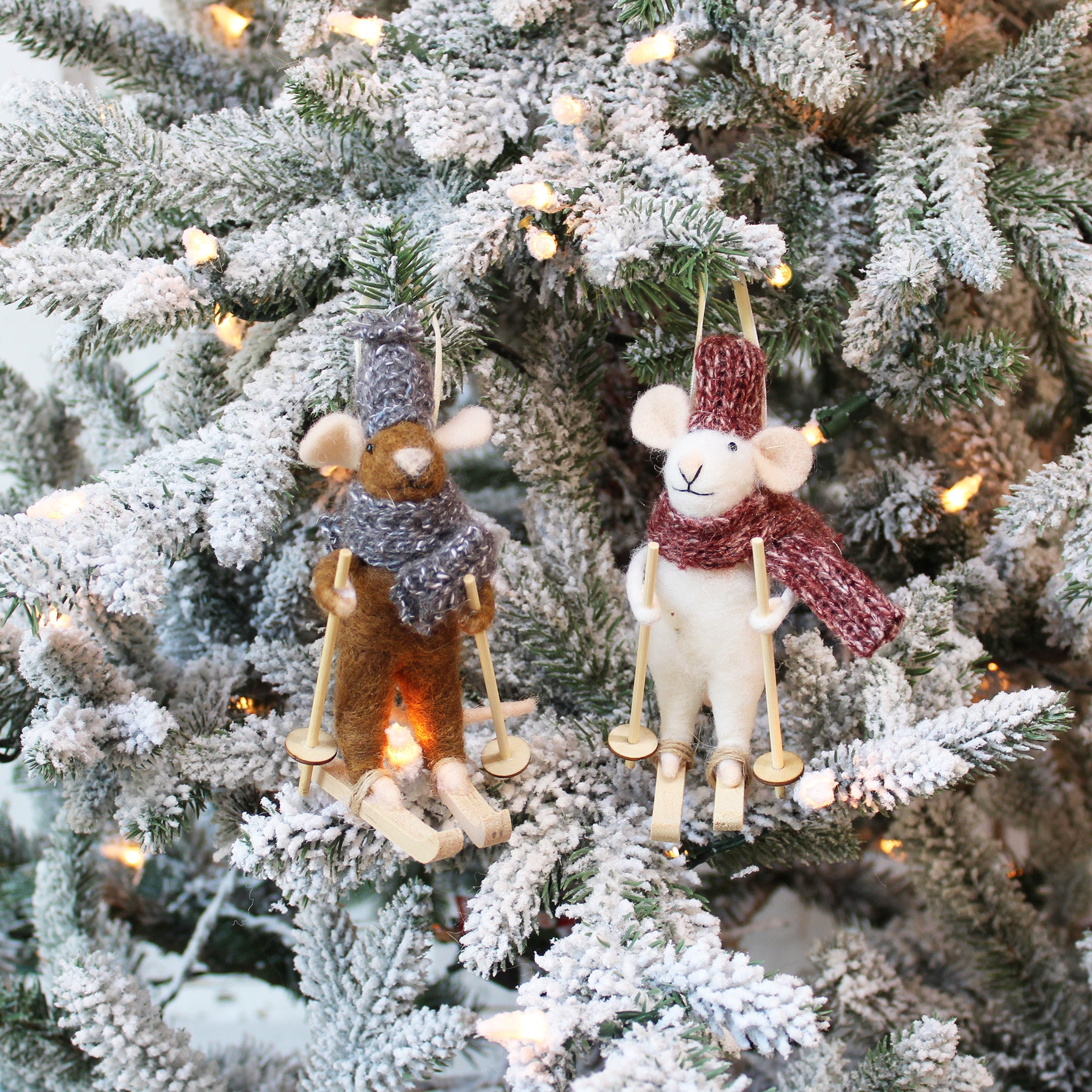 Skiing Mouse Ornament