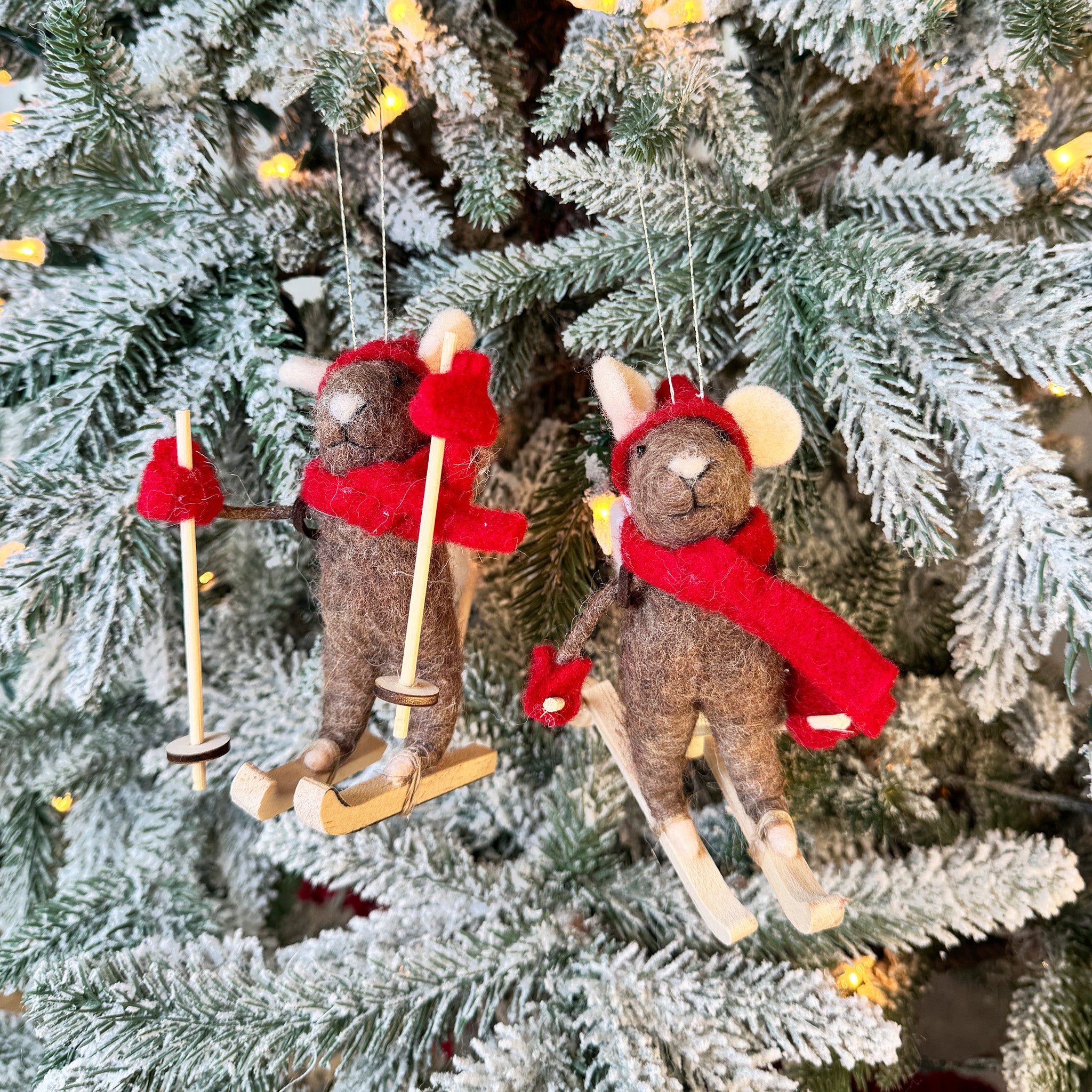 Skiing Mouse Ornament