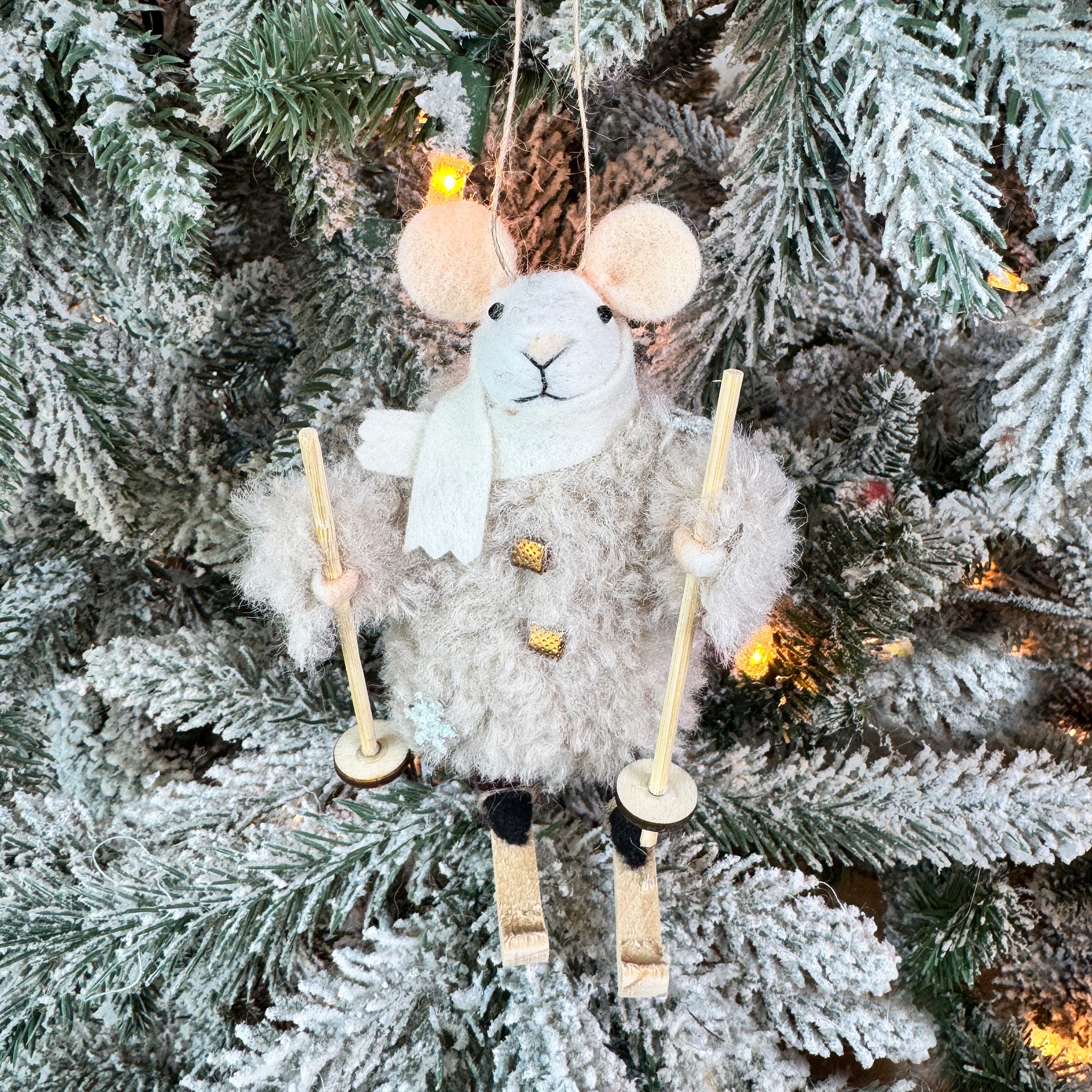 Skiing Mouse Ornament