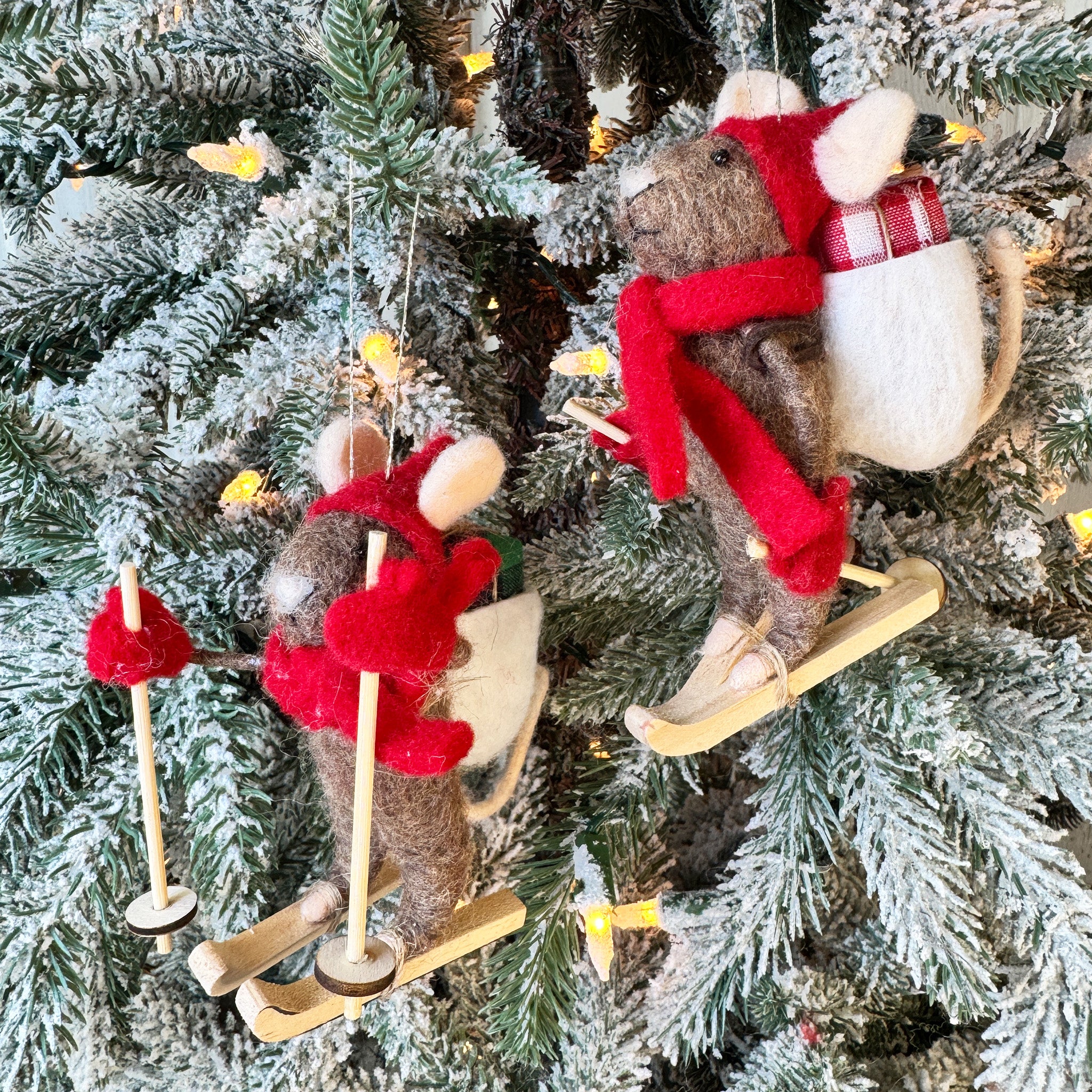 Skiing Mouse Ornament