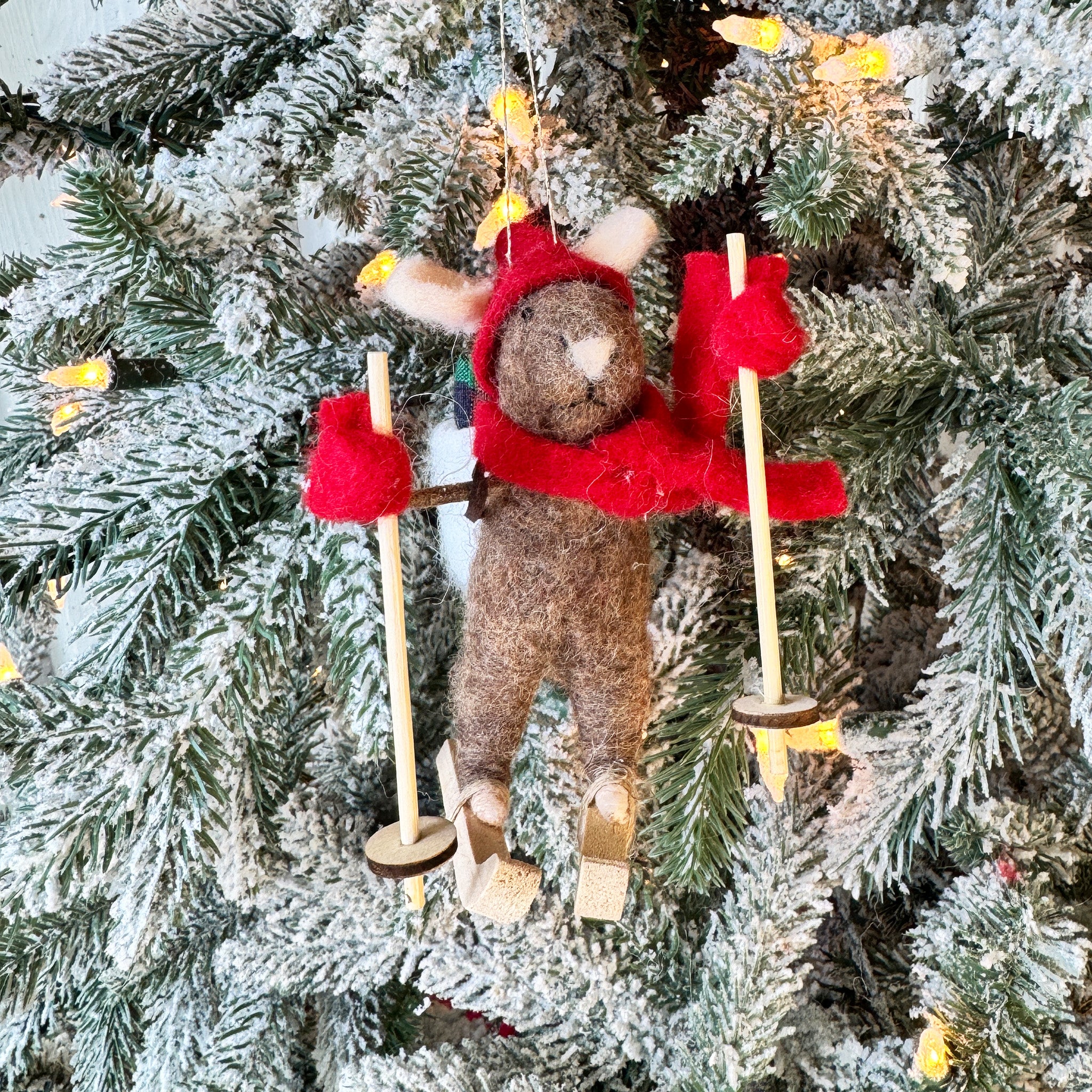 Skiing Mouse Ornament