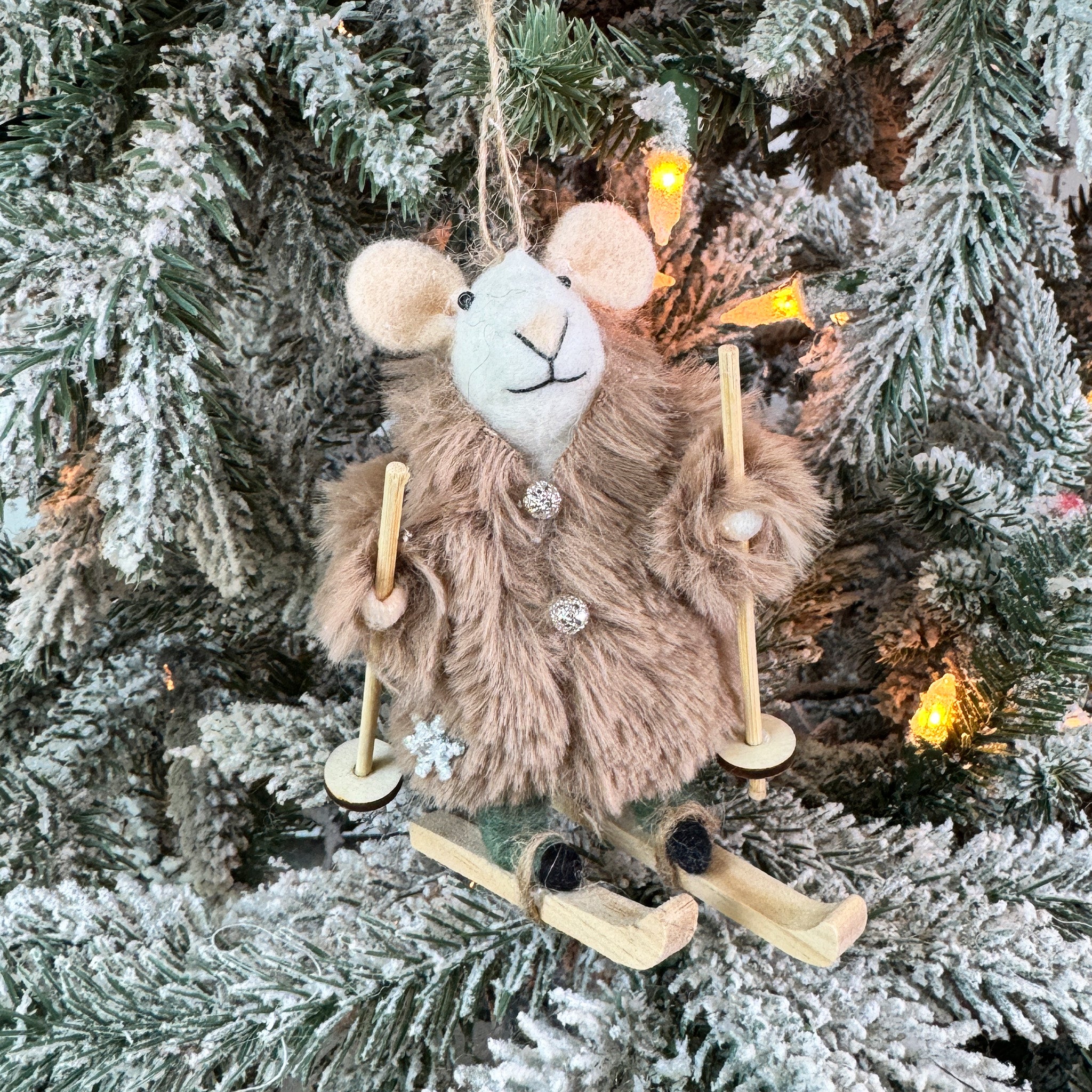 Skiing Mouse Ornament