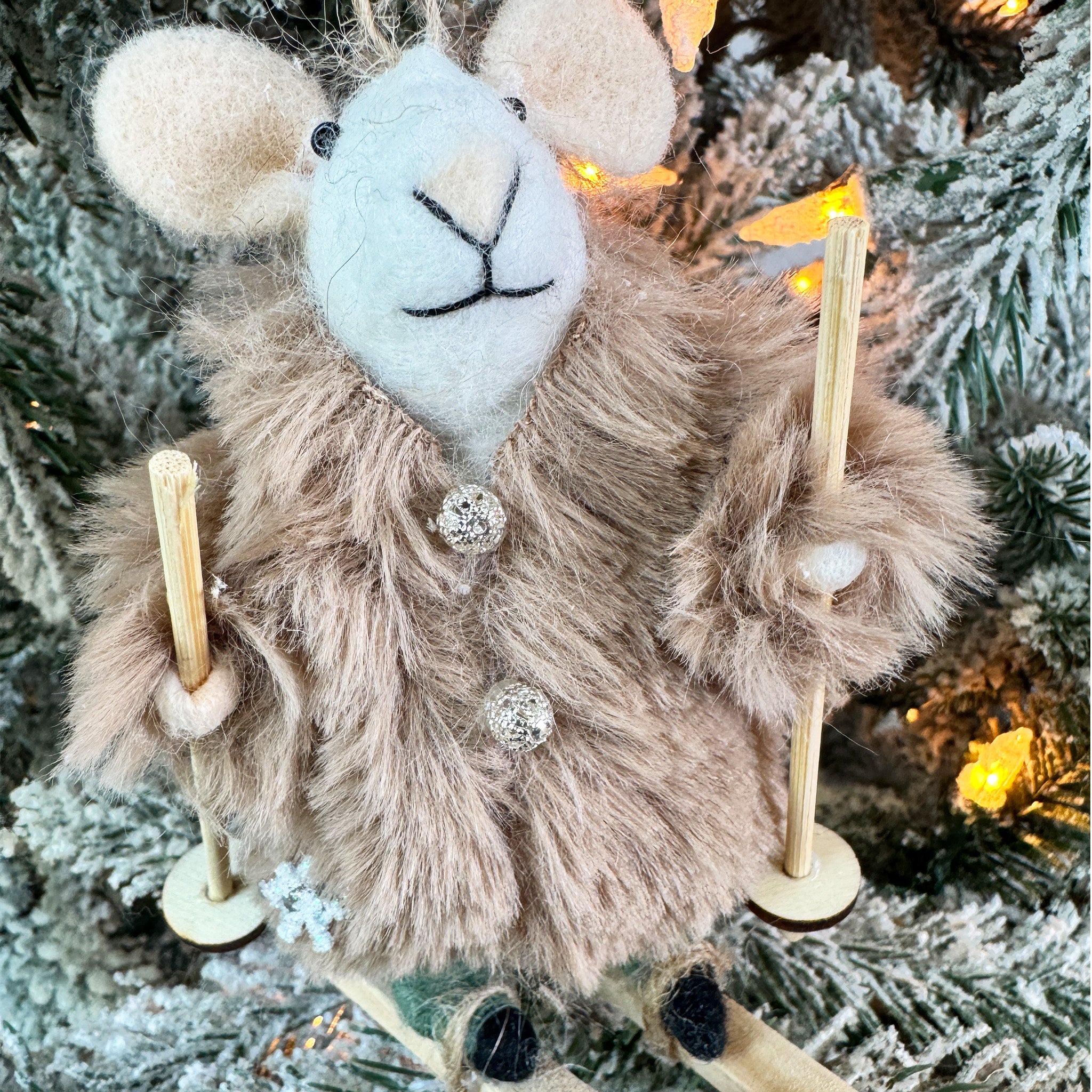 Skiing Mouse Ornament