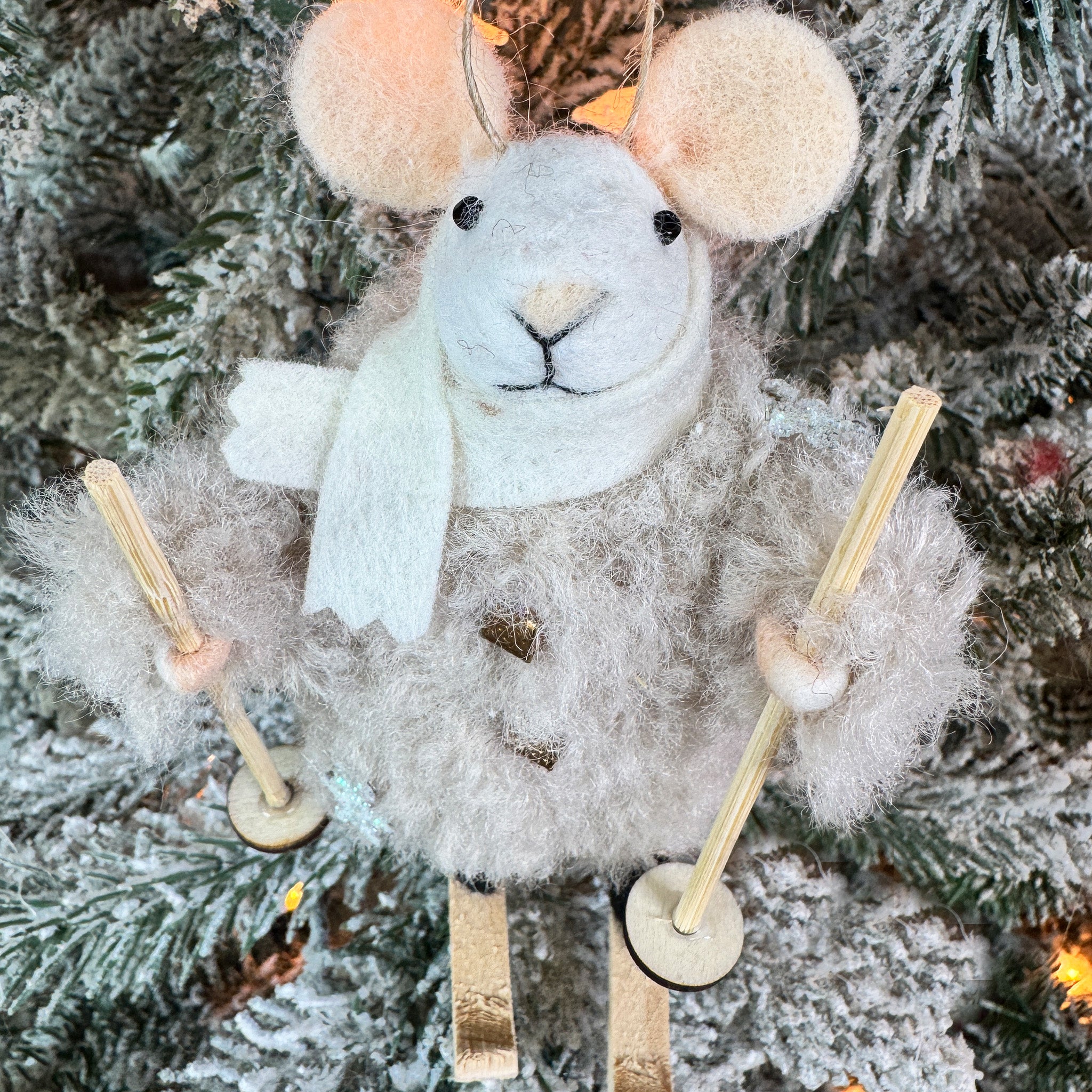 Skiing Mouse Ornament