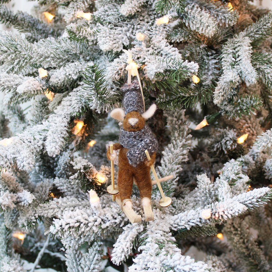 Skiing Mouse Ornament