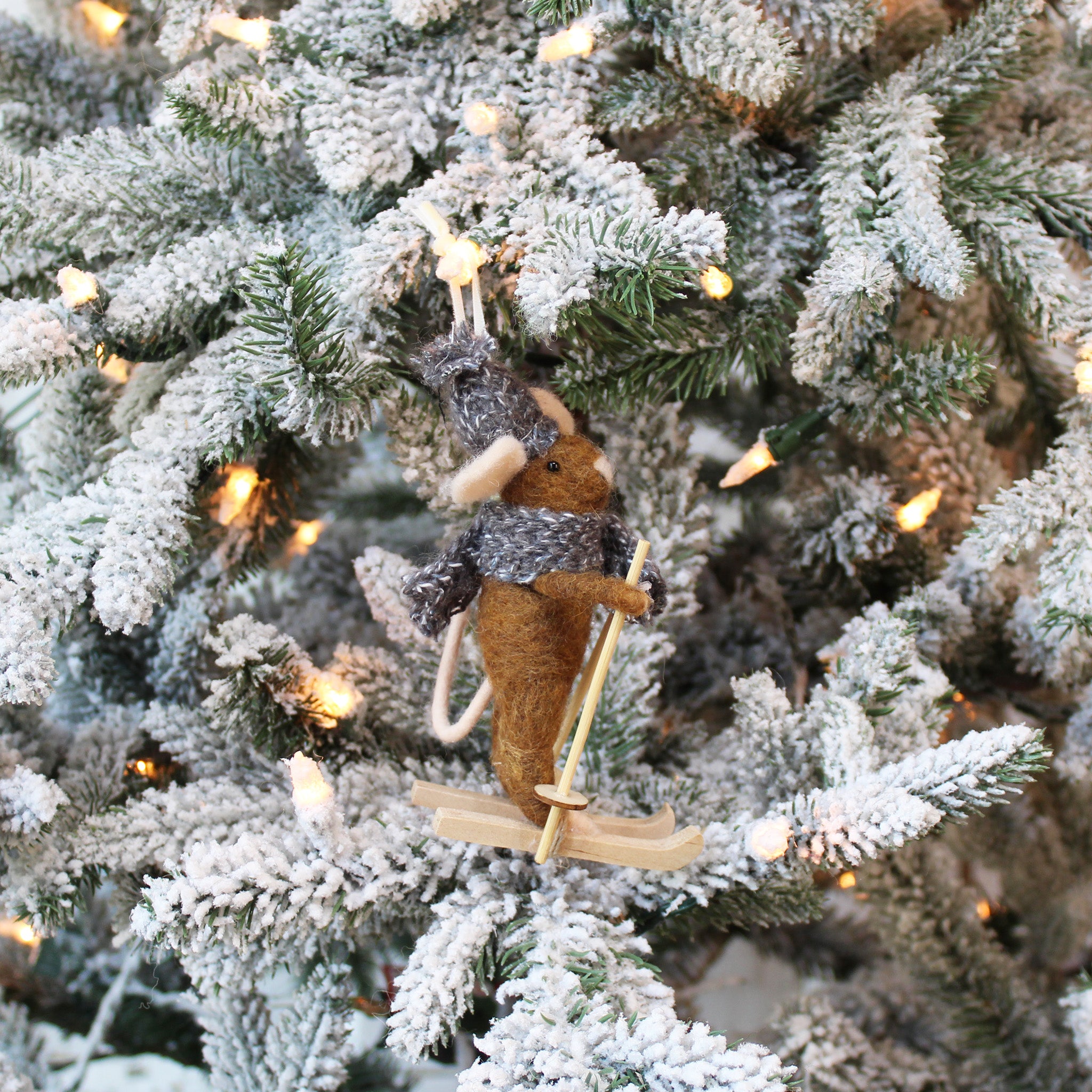 Skiing Mouse Ornament