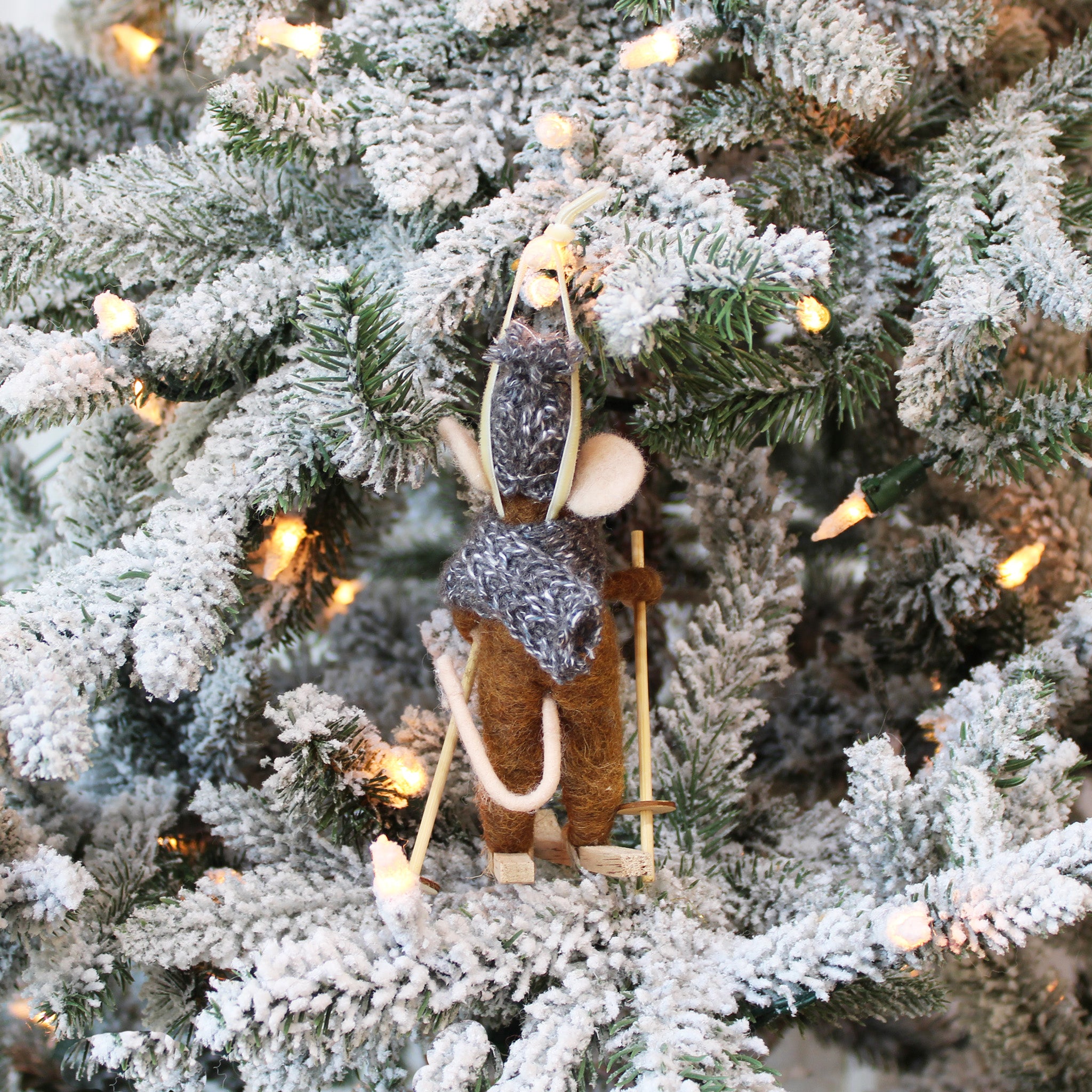 Skiing Mouse Ornament