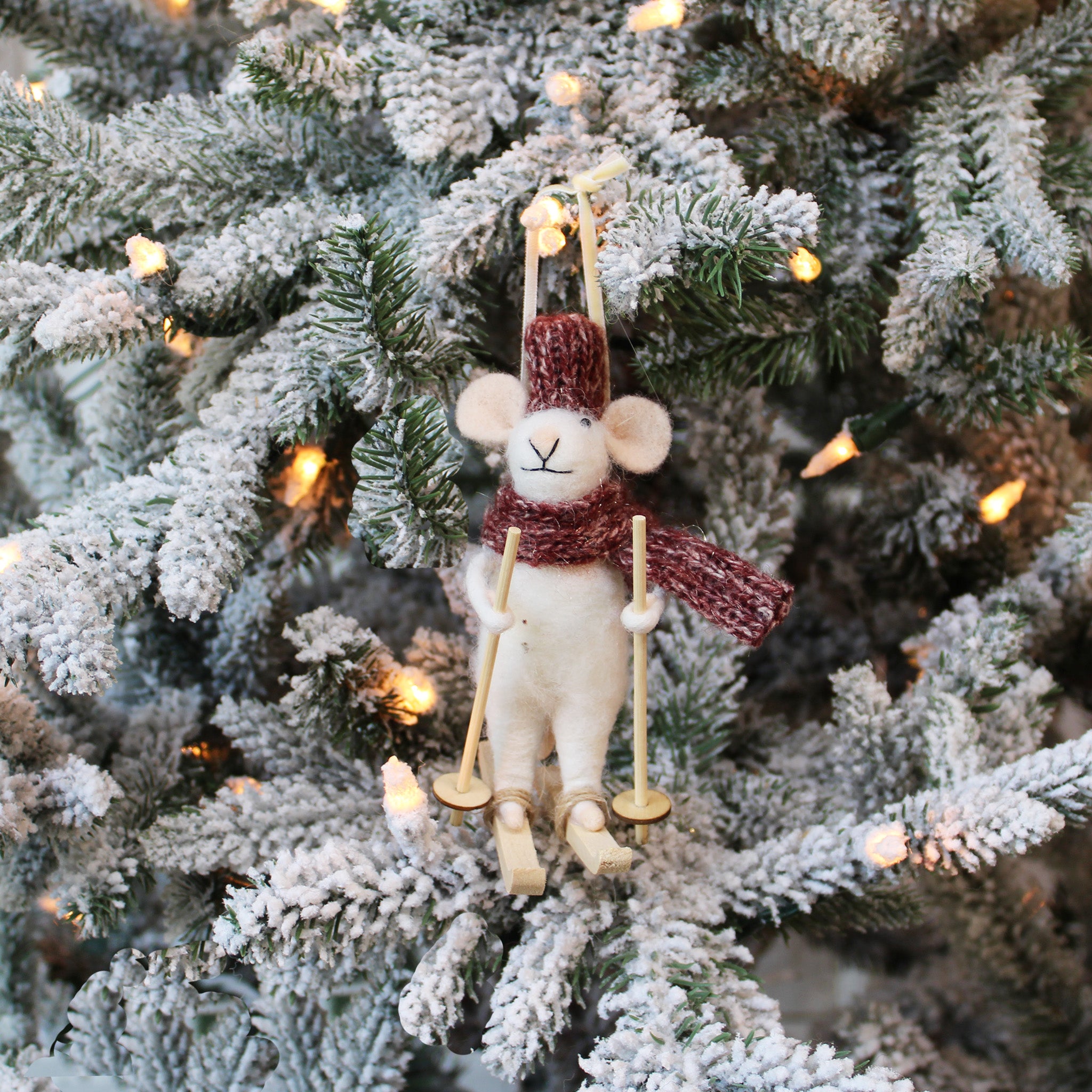 Skiing Mouse Ornament