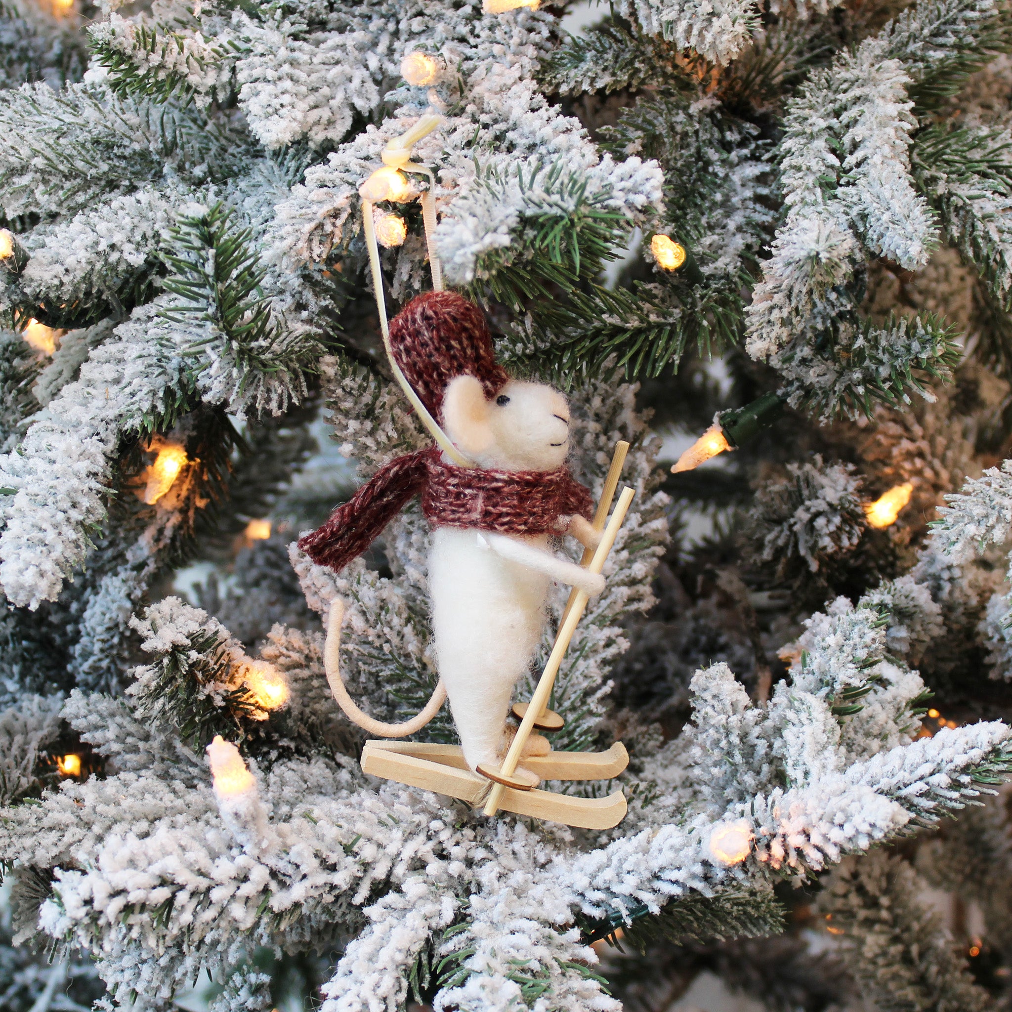 Skiing Mouse Ornament