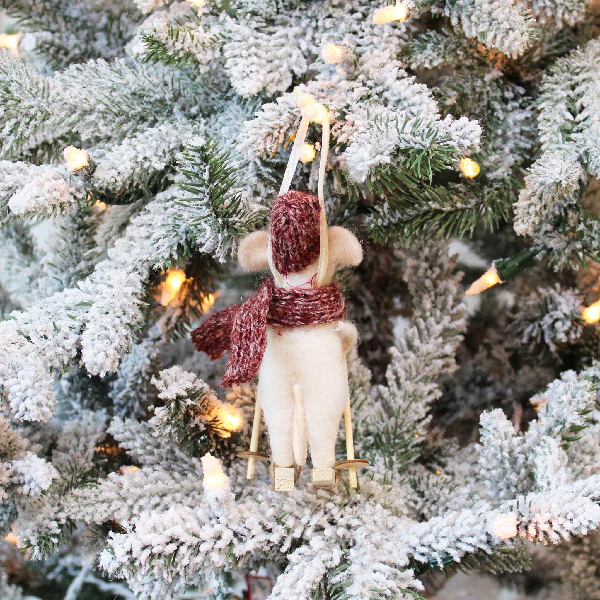 Skiing Mouse Ornament