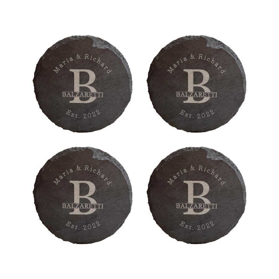 Personalized  Slate Coasters Set of 4 - Laser Engraving