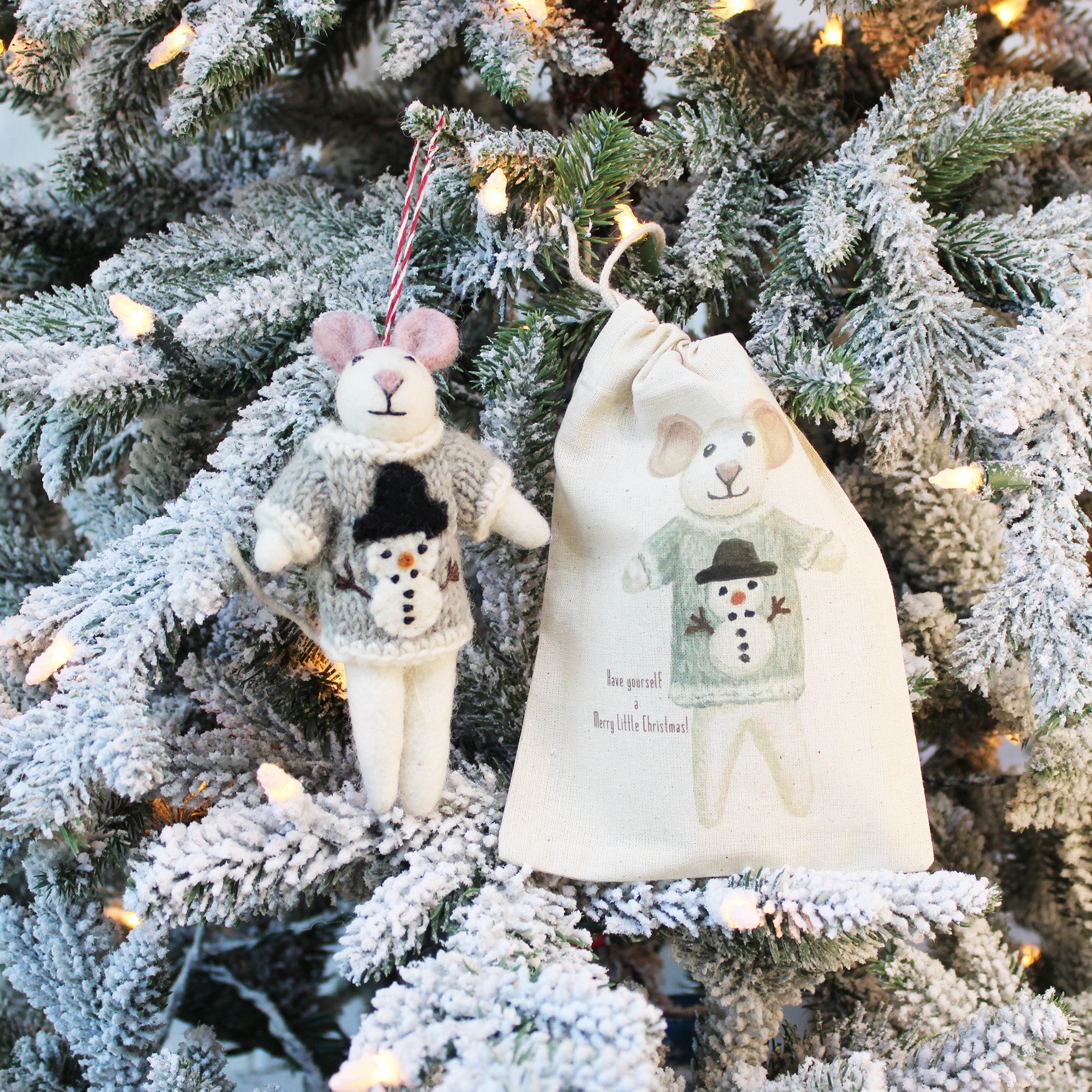 Snowman - Sweater Mice Ornament