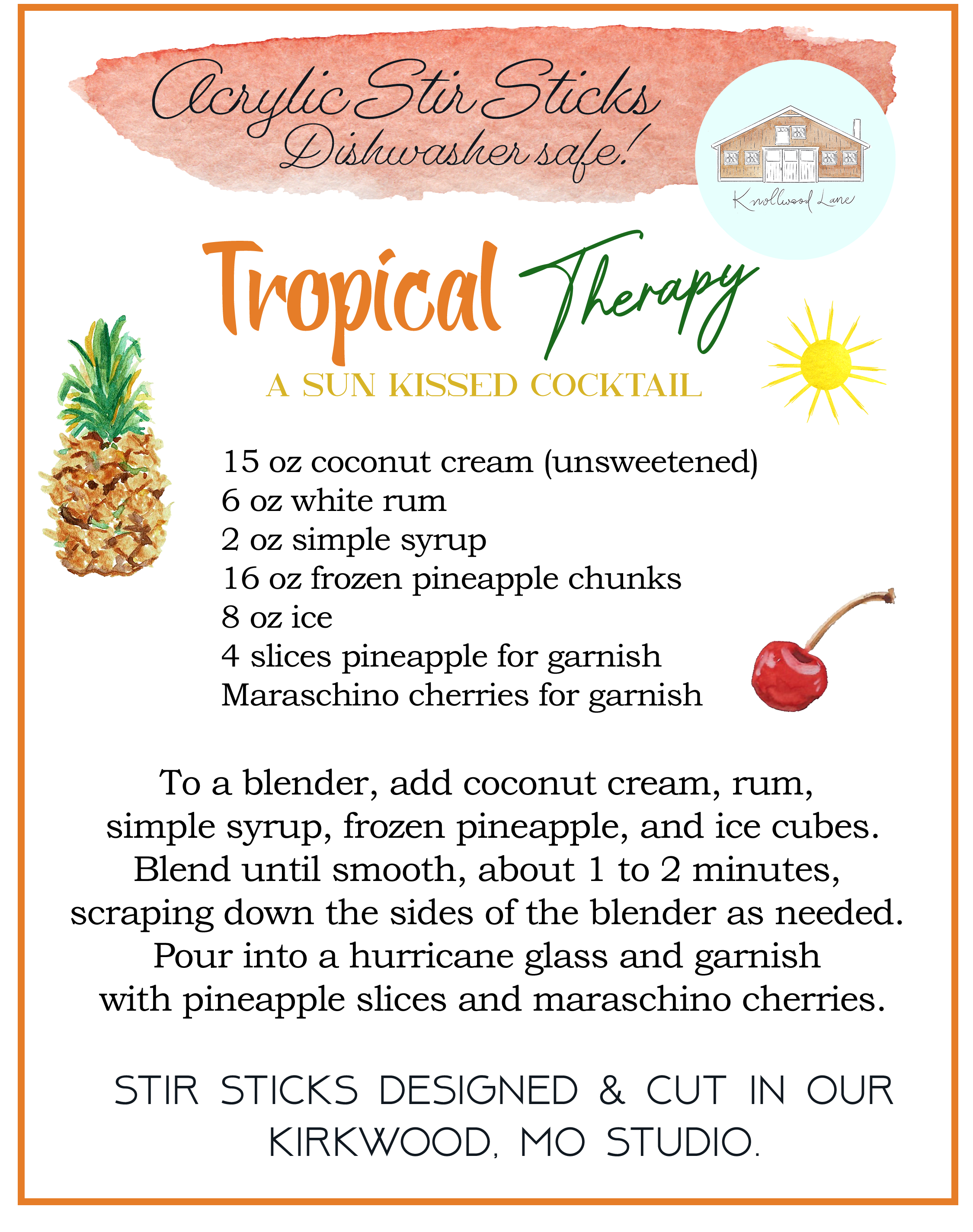 Tropical Therapy Acrylic Stir Sticks