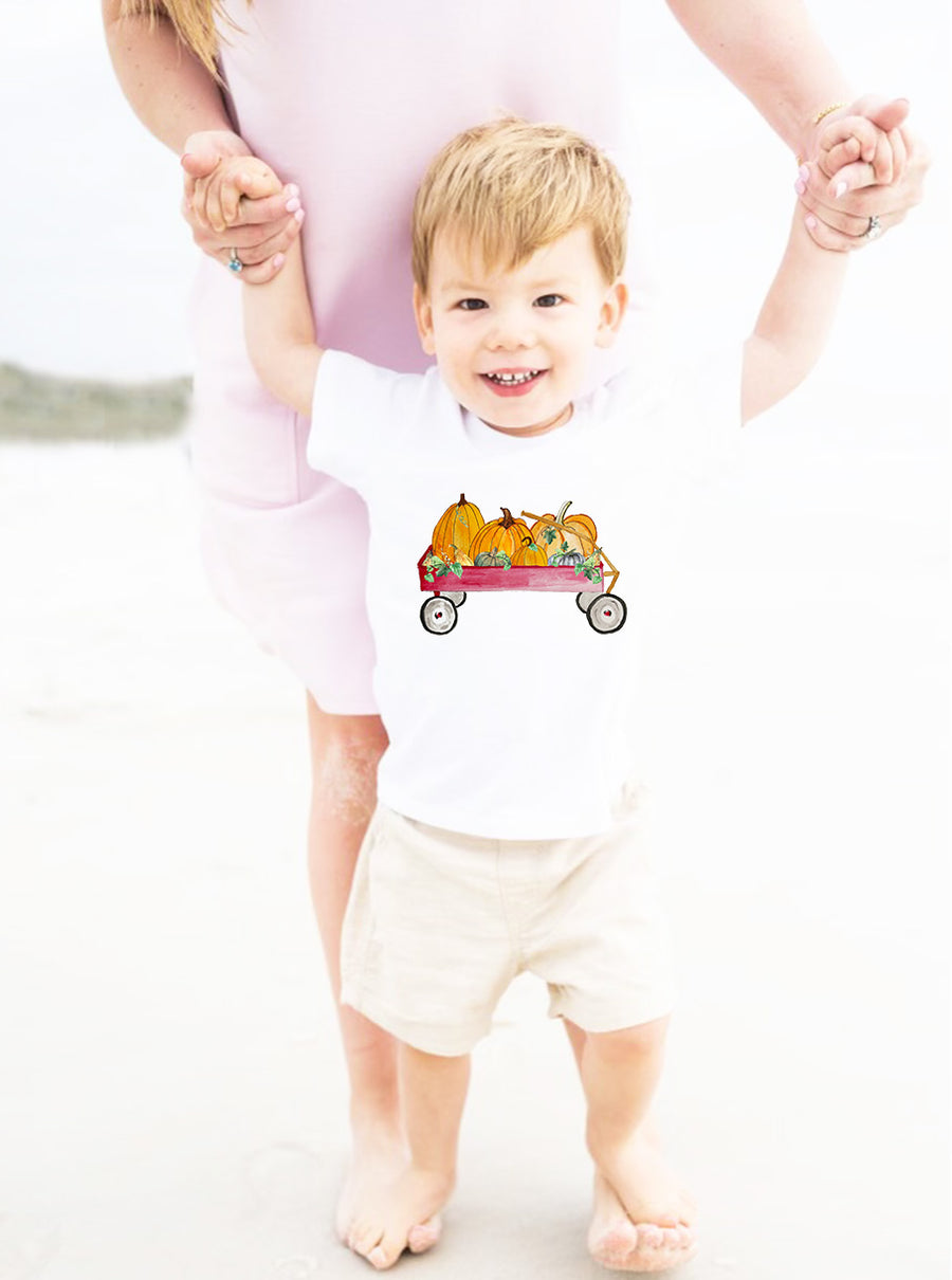 Red Wagon With Pumpkins Toddler Tee