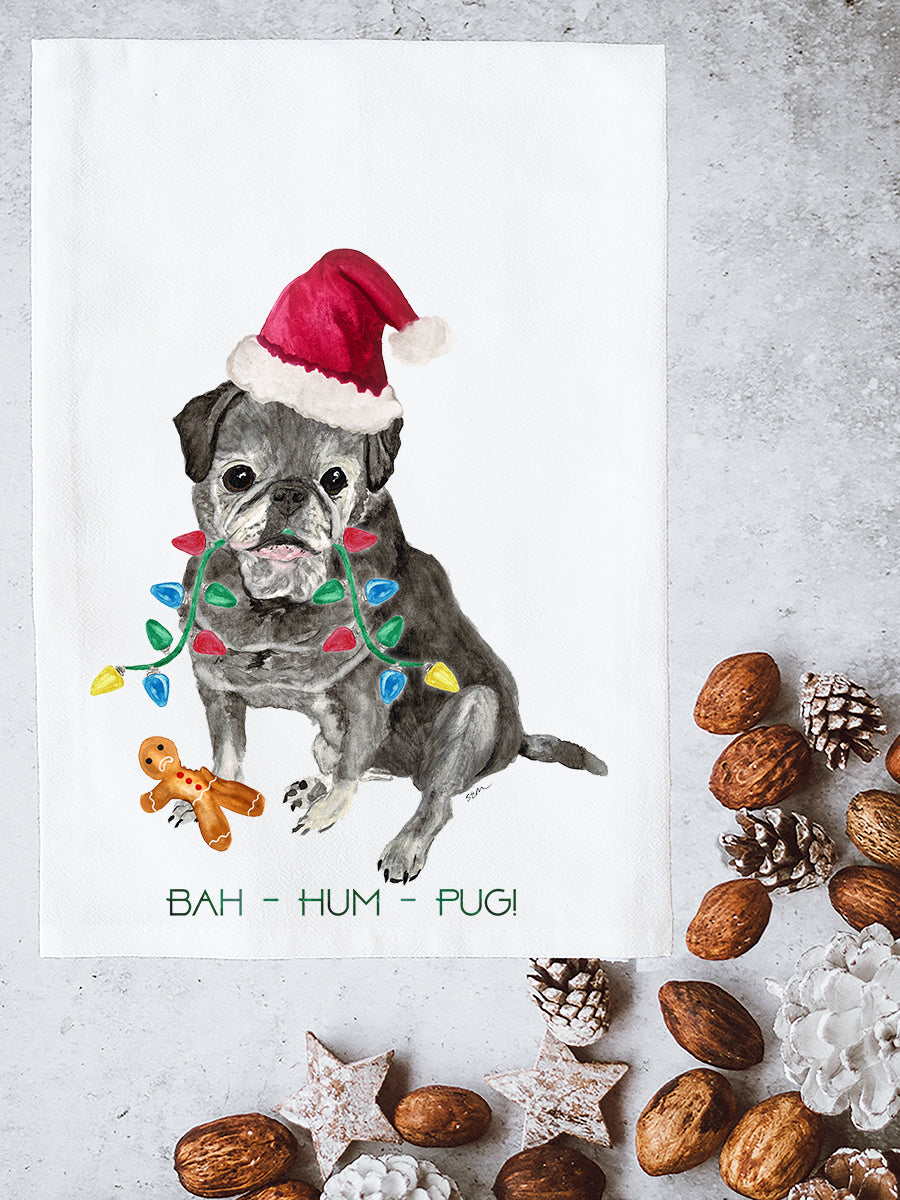 Bah Hum Pug Kitchen Towel