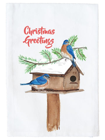 Bluebirds at Birdfeeder Kitchen Towel