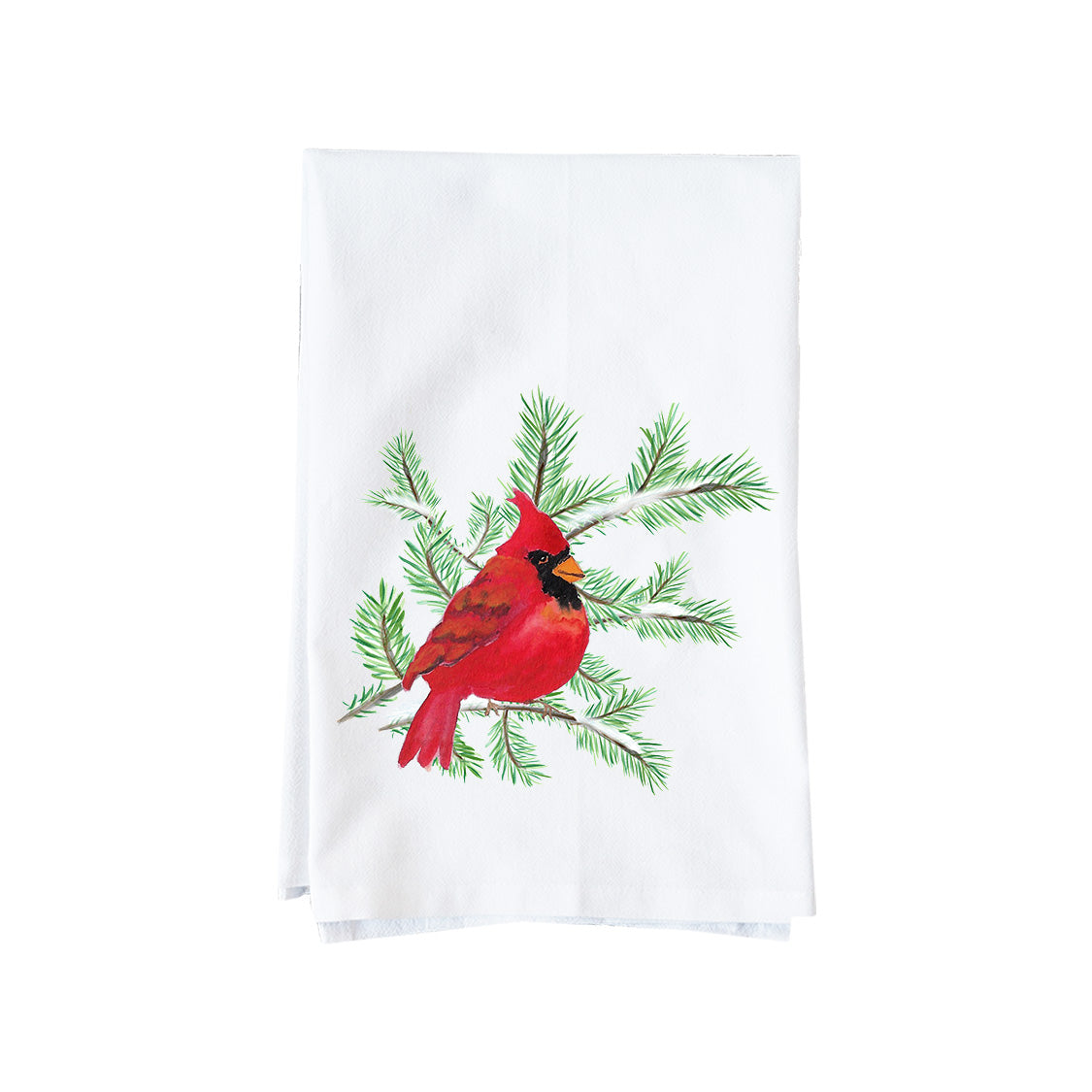 Christmas Cardinal On Snowy Branch Kitchen Towel