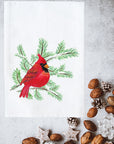 Christmas Cardinal On Snowy Branch Kitchen Towel