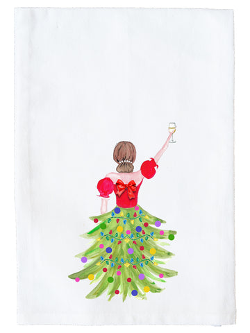 Christmas Tree Lady Kitchen Towel