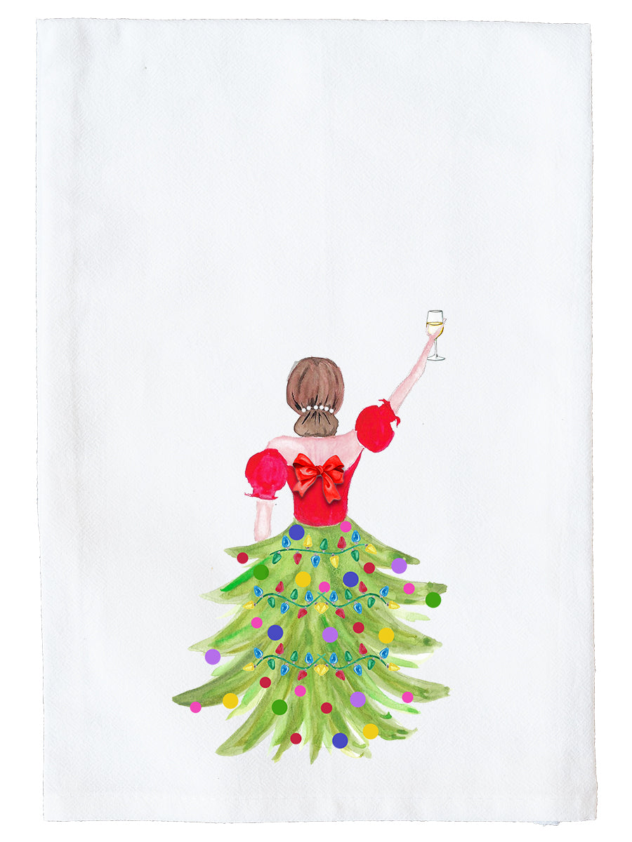 Christmas Tree Lady Kitchen Towel