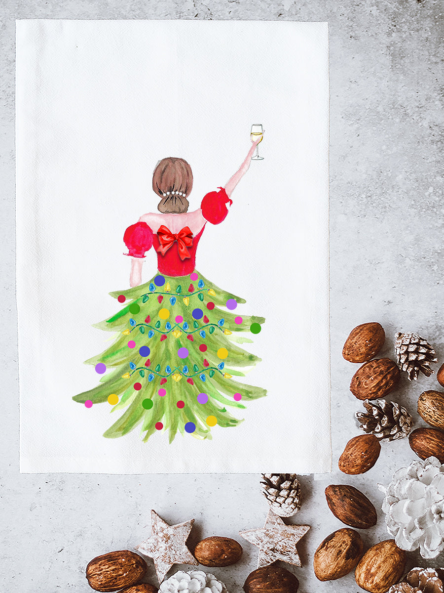 Christmas Tree Lady Kitchen Towel