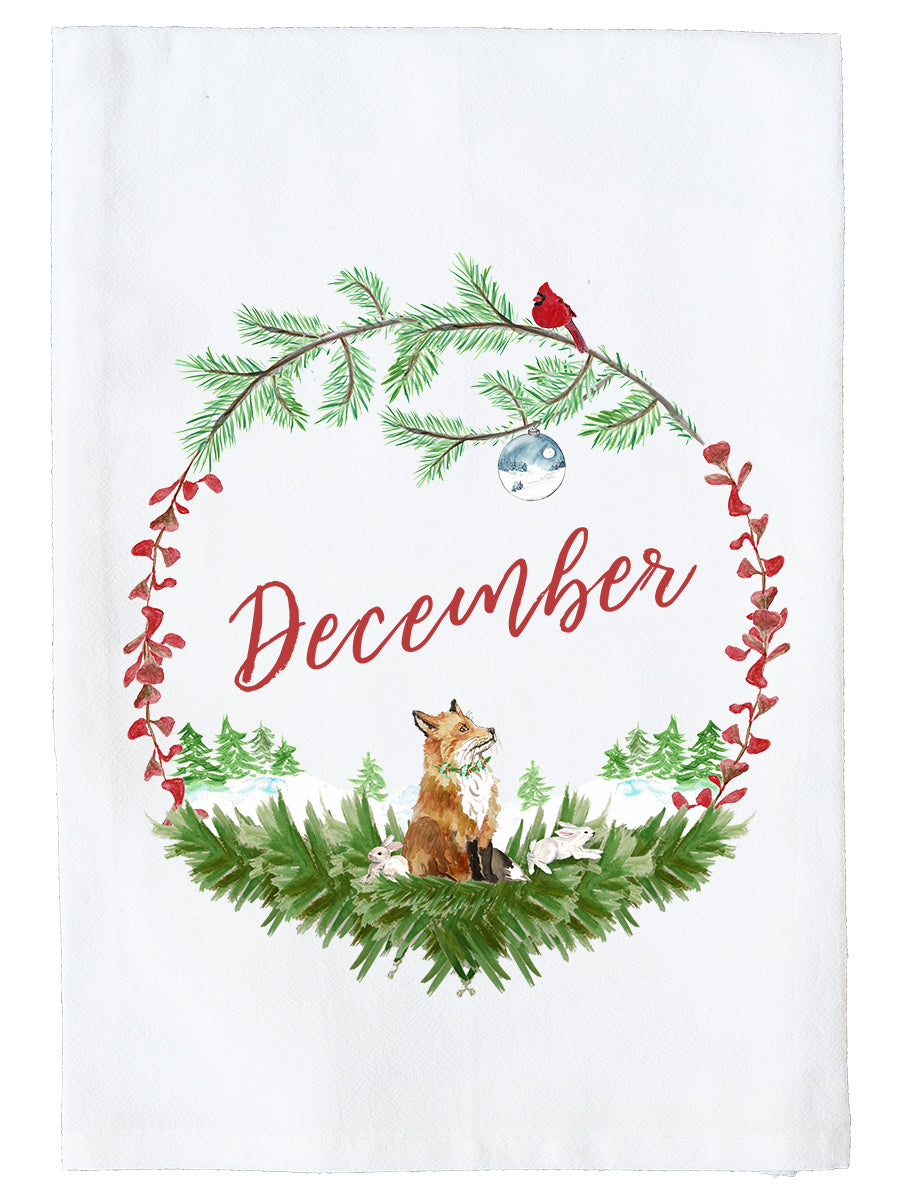 December Wreath with Options Kitchen Towel
