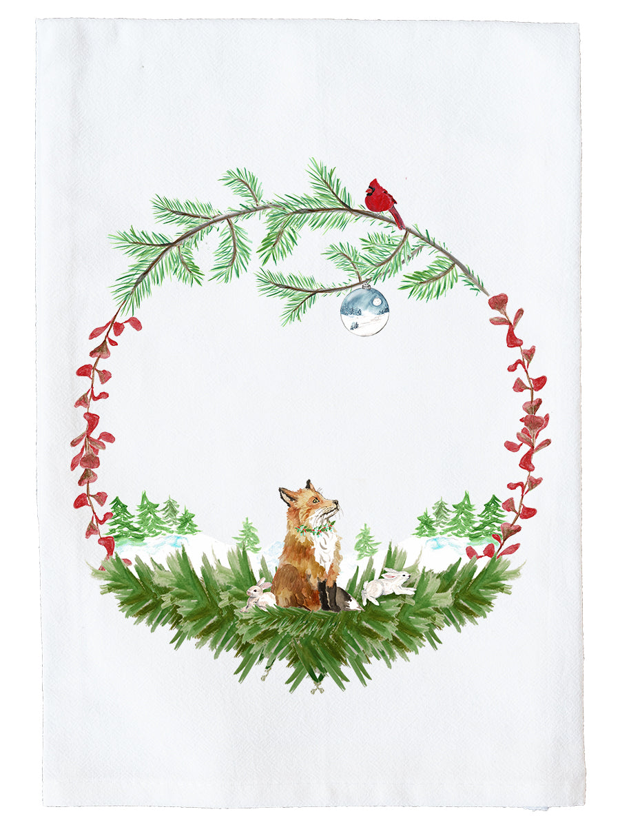 December Wreath with Options Kitchen Towel
