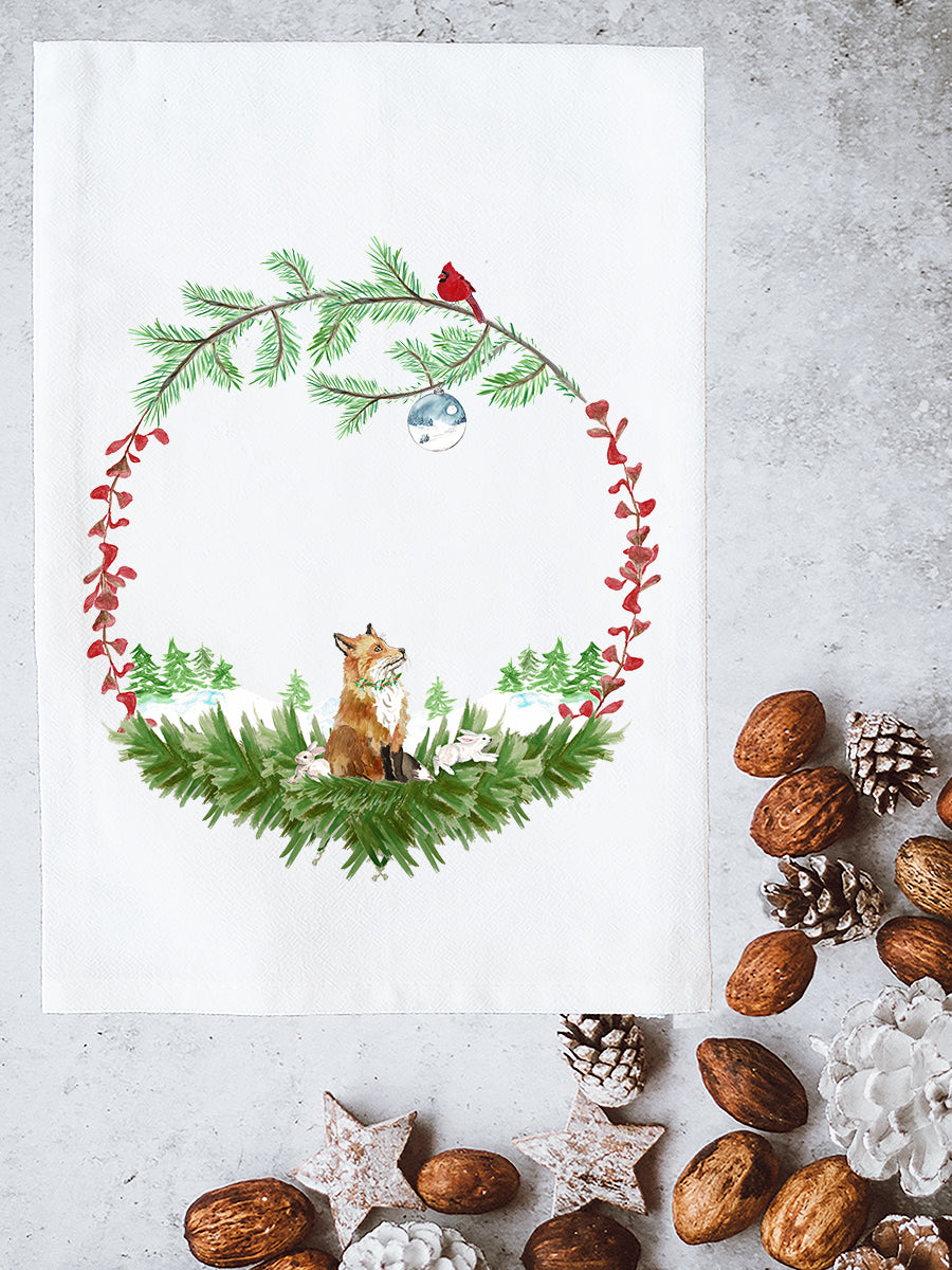 December Wreath with Options Kitchen Towel