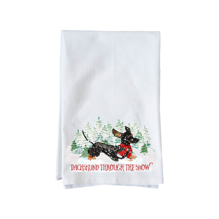 Dachshund Snow Kitchen Towel