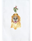 Golden Under Mistletoe Kitchen Towel