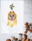 Golden Under Mistletoe Kitchen Towel