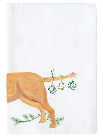 Lab With Ornament On Tail Kitchen Towel