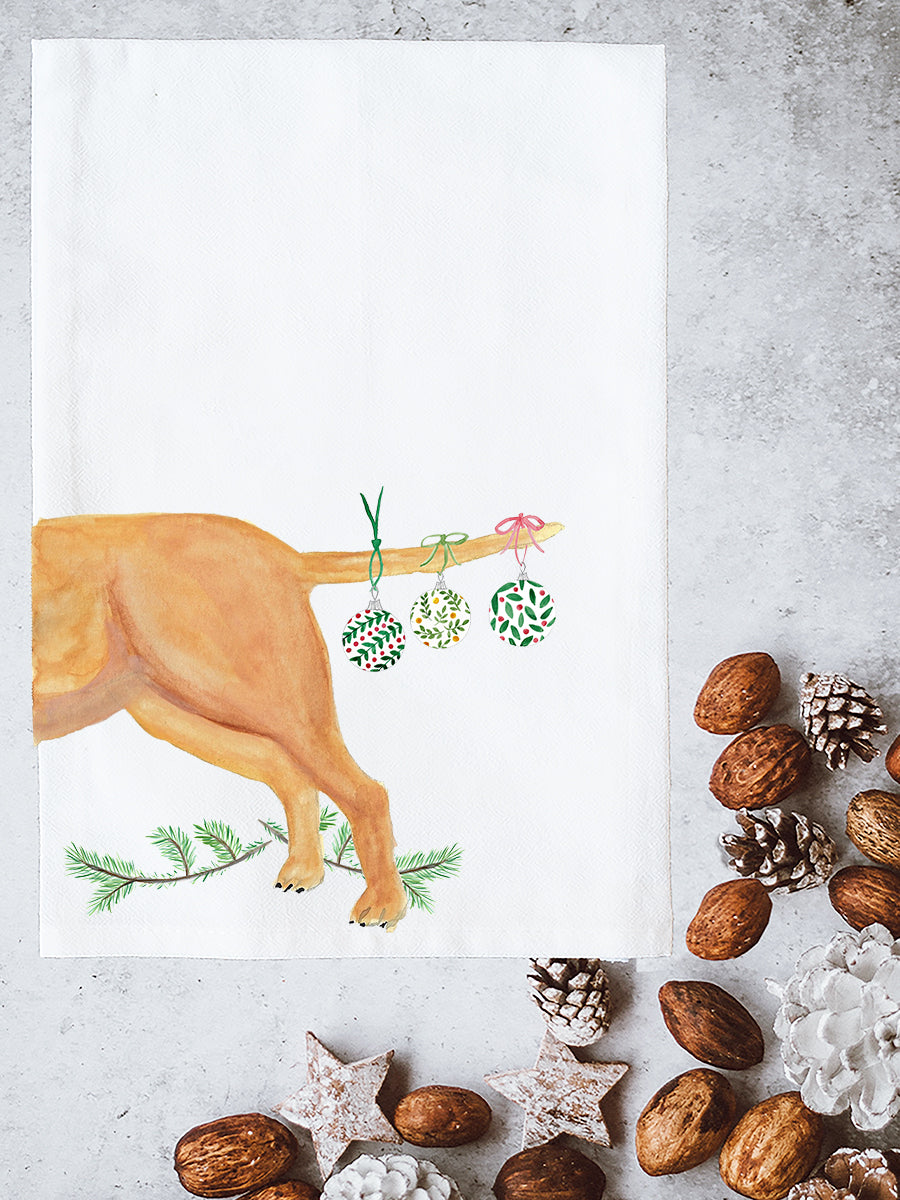 Lab With Ornament On Tail Kitchen Towel