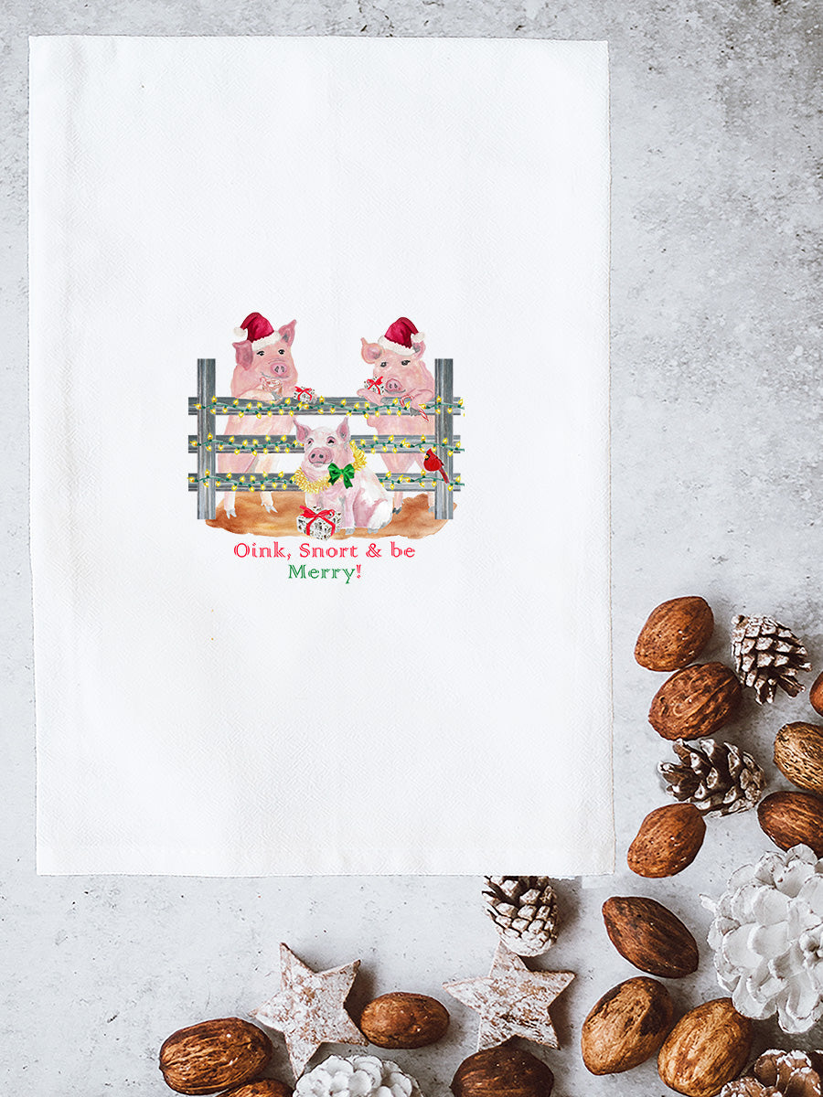 Oink Snort Be Merry Kitchen Towel