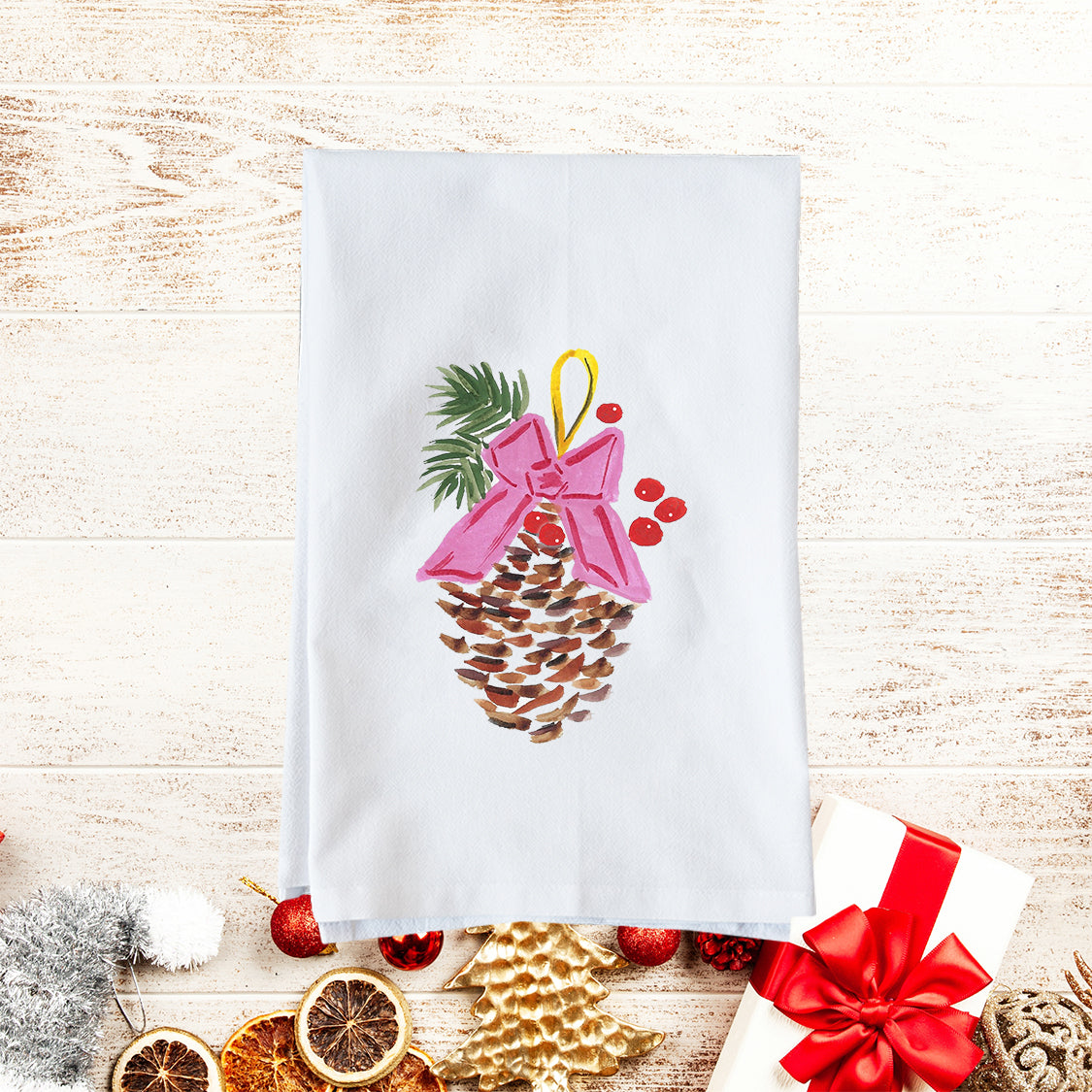 Pinecone Ornament Kitchen Towel
