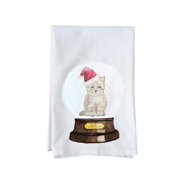 Snow Globe Cat Kitchen Towel
