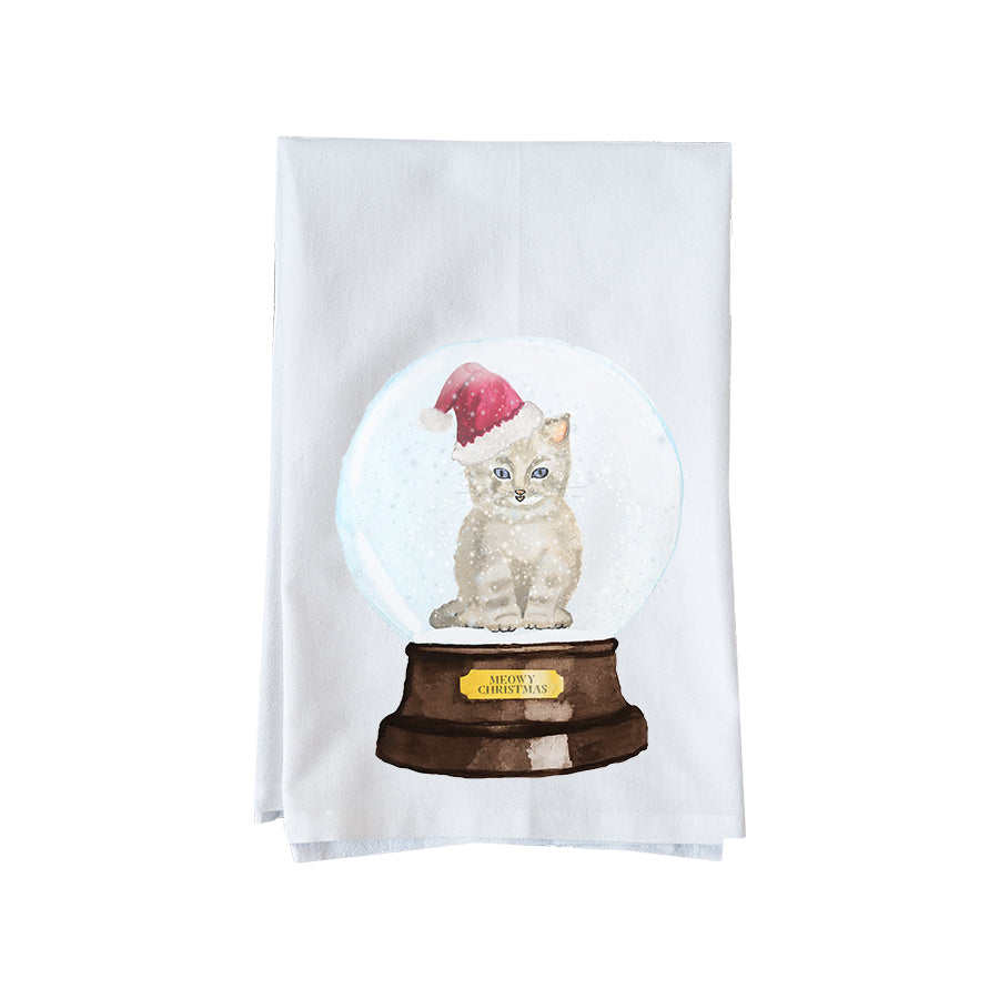 Snow Globe Cat Kitchen Towel