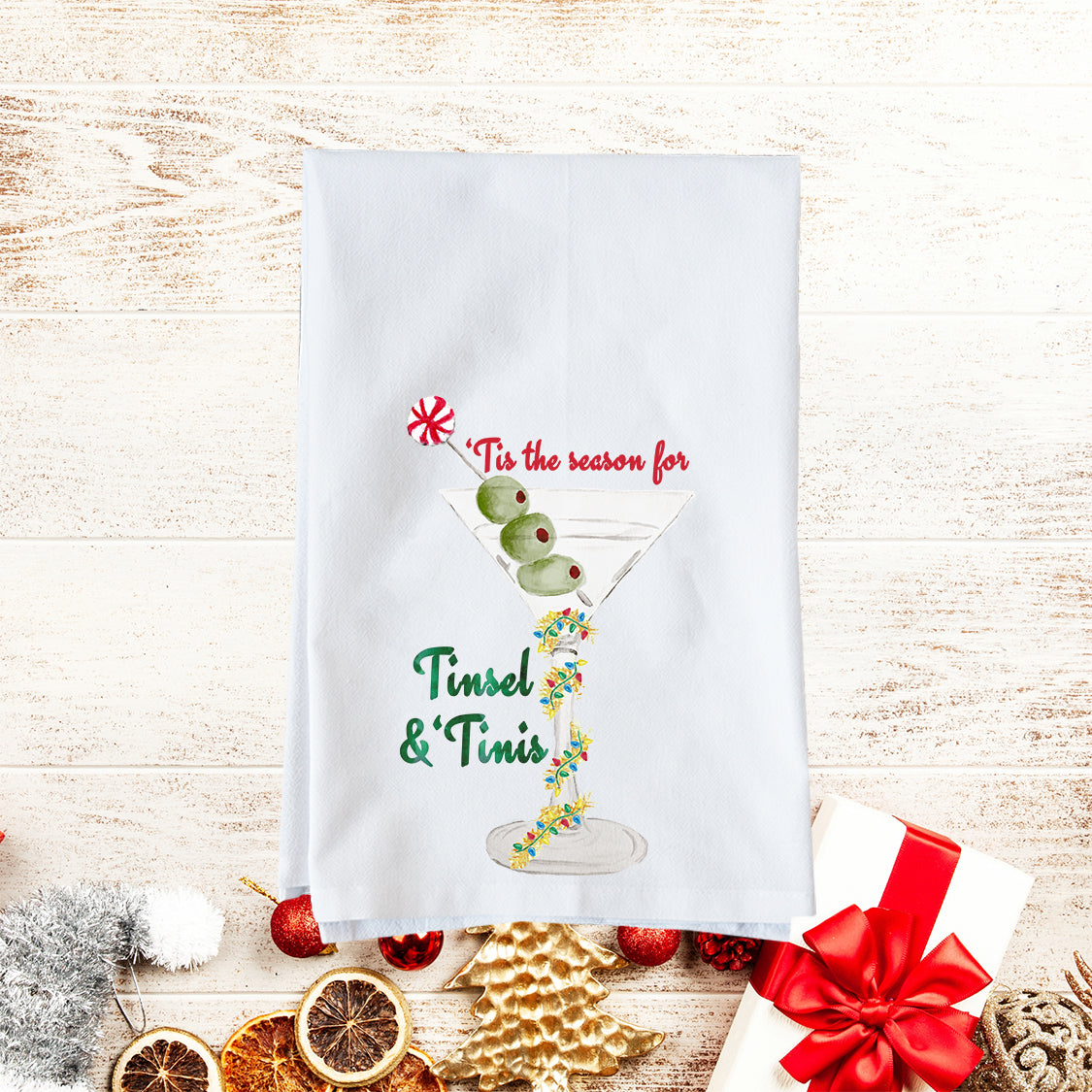 Tinsel and Tinis Kitchen Towel