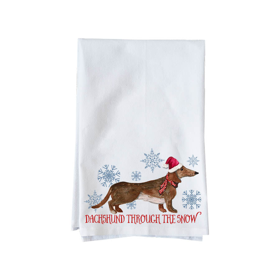 Dachshund Snow Santa Kitchen Towel