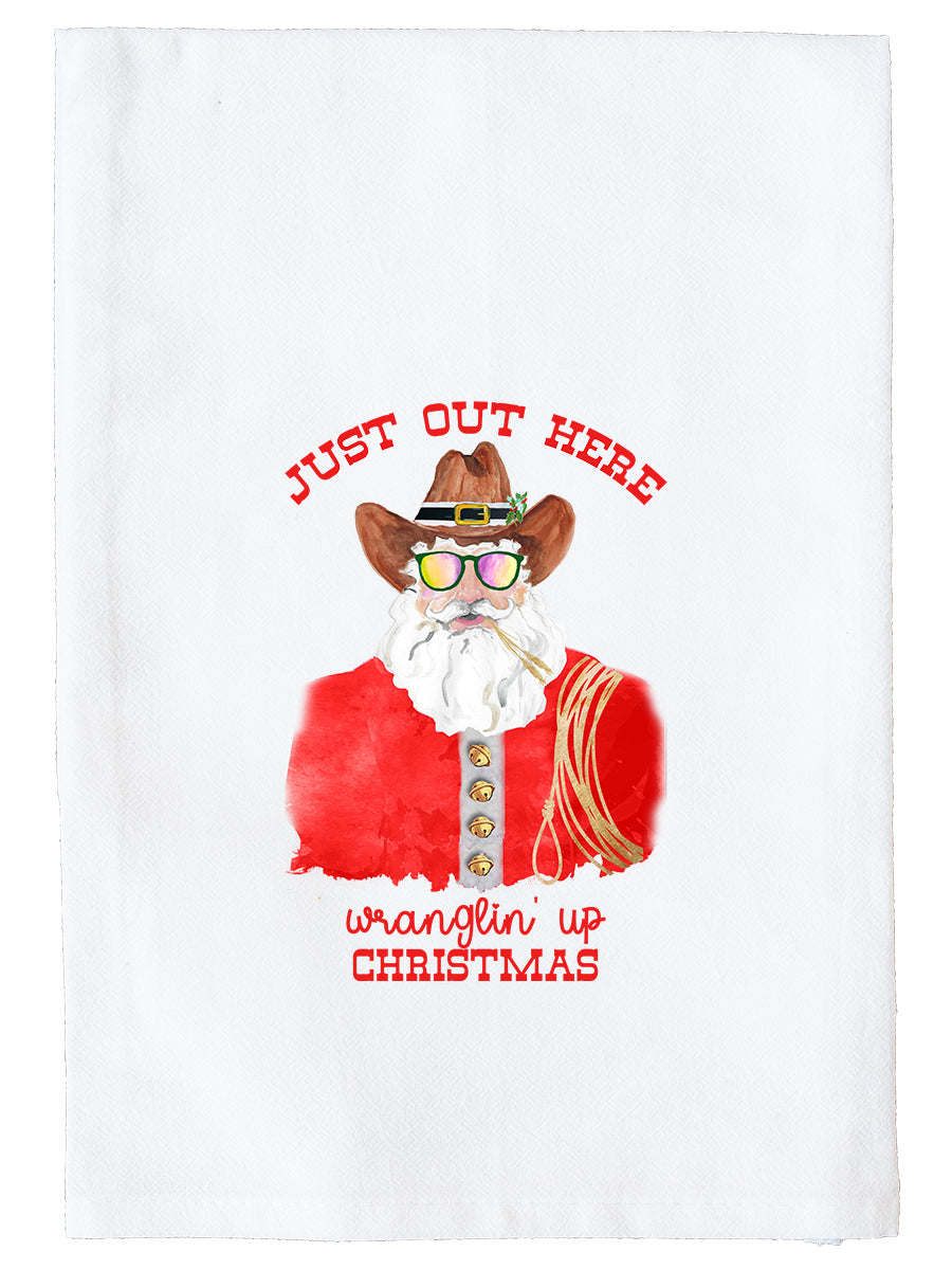 Wranglin Up Christmas Kitchen Towel