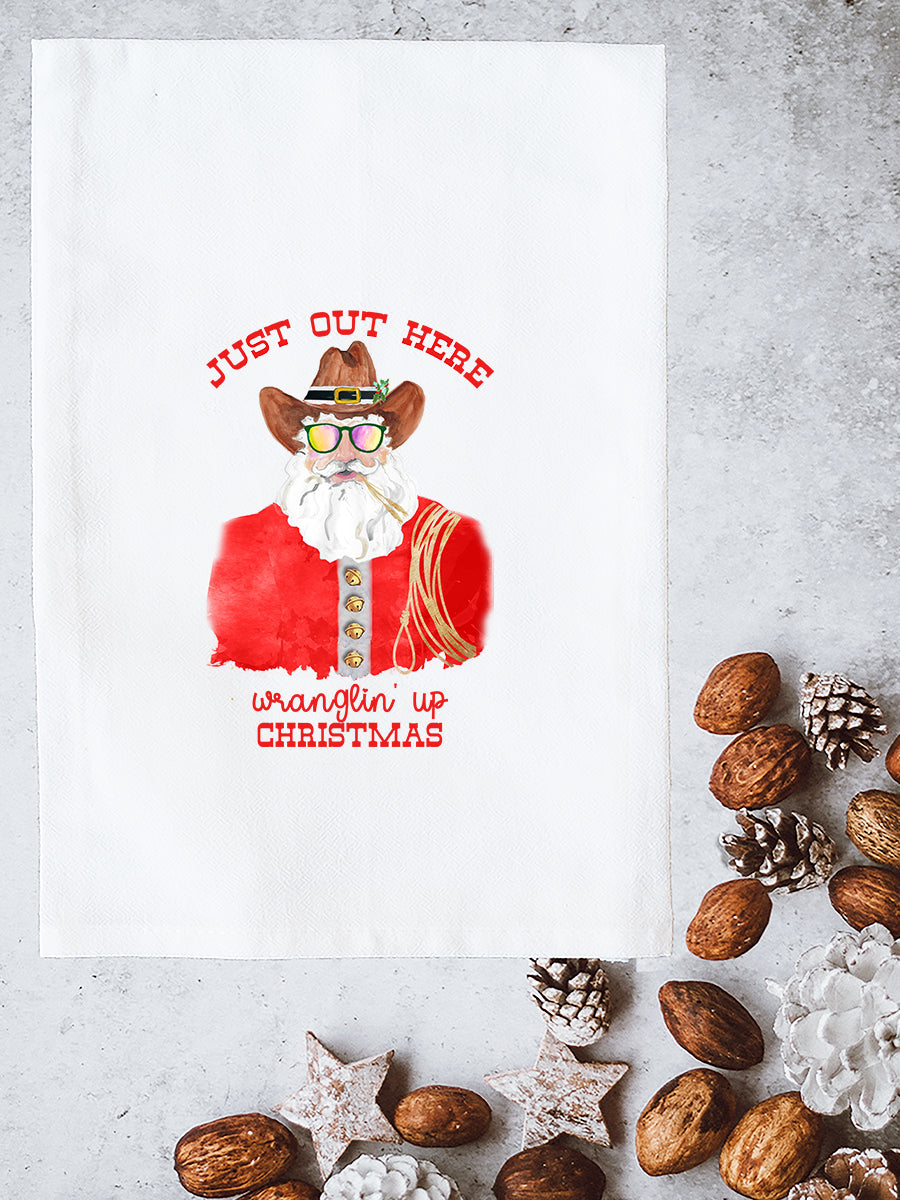 Wranglin Up Christmas Kitchen Towel