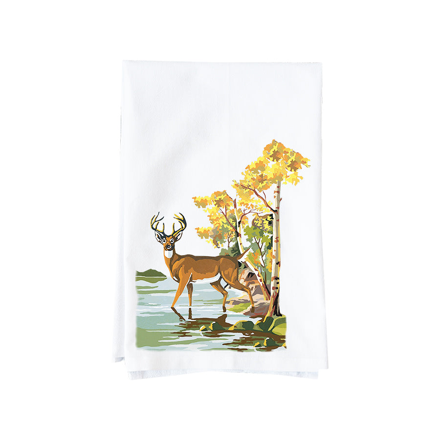 Paint By Number Buck and Birches Kitchen Towel