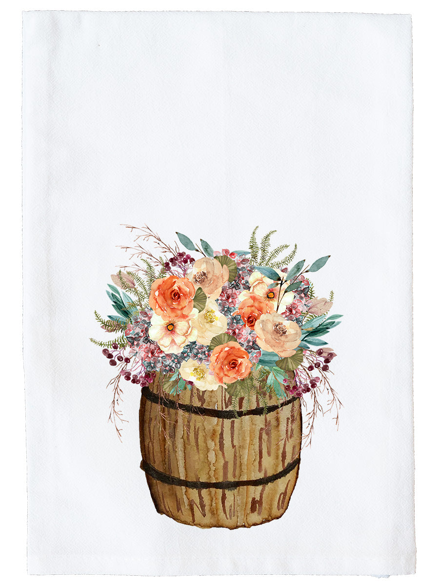 Floral Fall Barrel Kitchen Towel